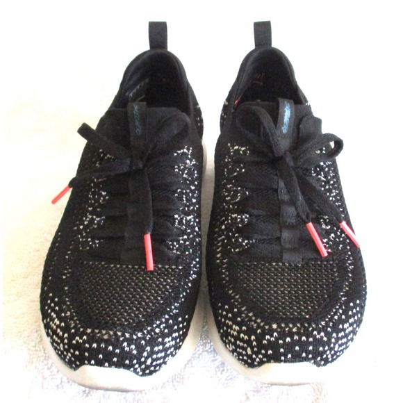 Skechers Shoes - Skechers Air-Cooled Memory Foam Black White Knit Sneakers 149173 Womens 6